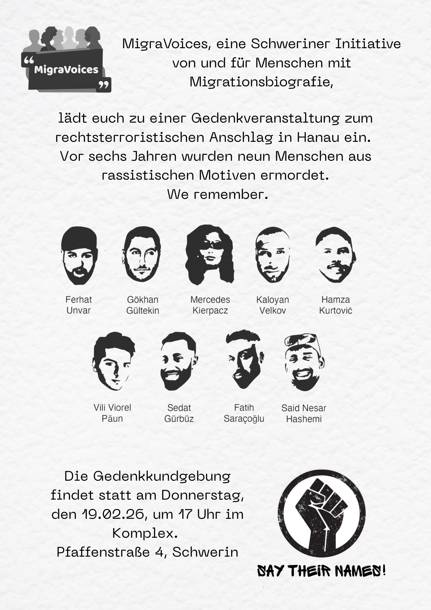 Say Their Names! MigraVoices lädt zum Gedenken